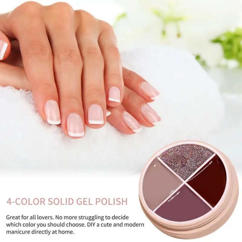 4-farbiger fester Creme kleber Nagellack UV-LED-Gel dauerhafte Glitzer farben Lack DIY Maniküre Zubehör einweichen