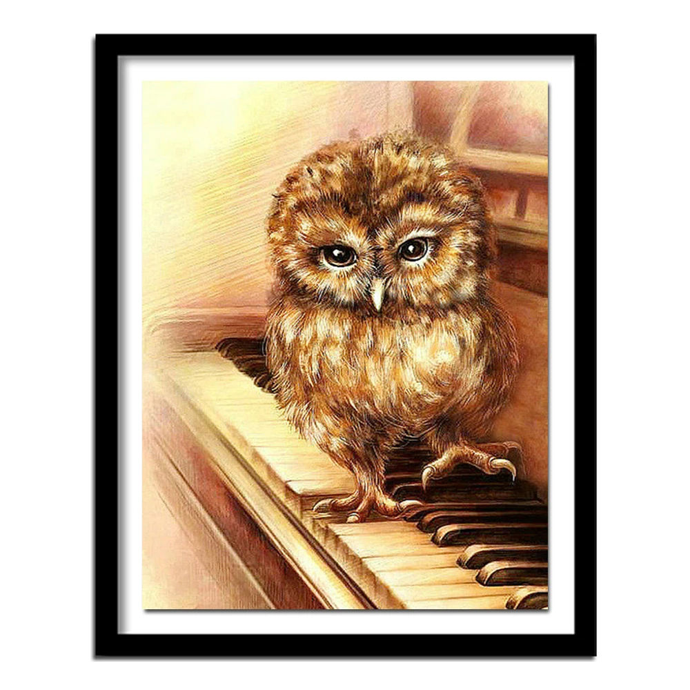 5D DIY diamond embroidery owl on the piano Diamond Painting Cross Stitch Full square / Round Dill Rhinestone  home decoration