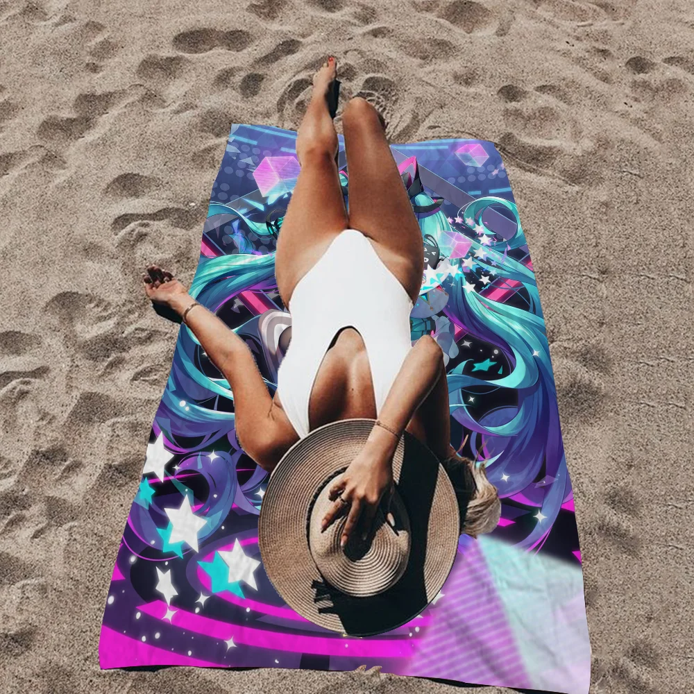 H-Hatsunes M-MikU Microfiber Blanket Quick Drying Beach Towels Oversized Printing Super Absorbent Pool Towel Blanket