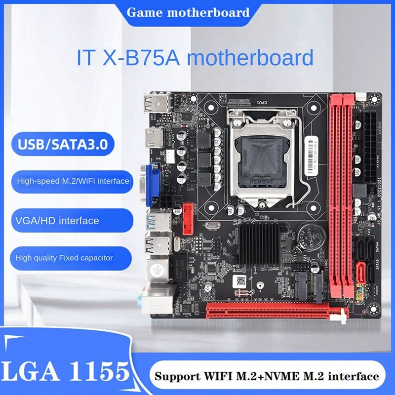 B75A (B75) LGA1155 2XDDR3 Motherboard +I3 2120 CPU+Thermal Grease Kit Support NVME M.2+WIFI M.2 Interface USB3.0 SATA3.0