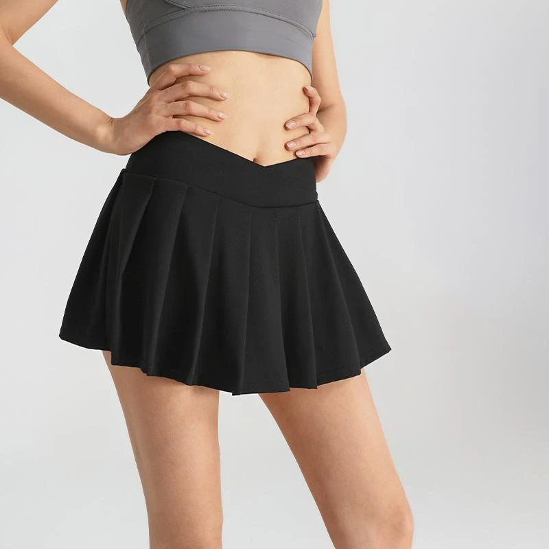 

Summer New Women Yoga Short Skirt High-waist Quick-dry Breathable Tennis Skirt Solid Color Versatile Pleated Skirt Fitness