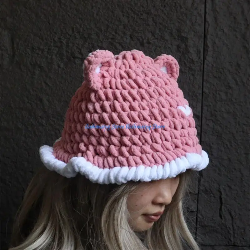573B Fashion Bear Ear Hat Outdoor Wandelhoed Pullover Hat Outdoor Activity Skull Hat