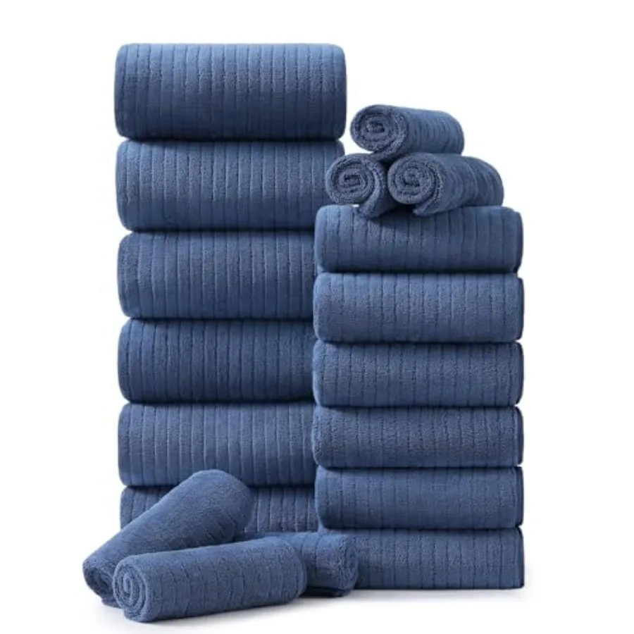 

Набор из 18 полотенец для всей семьи: 6 банных, 6 для рук и 6 для умывания. Мягкие банные полотенца с петлями для подвешивания.