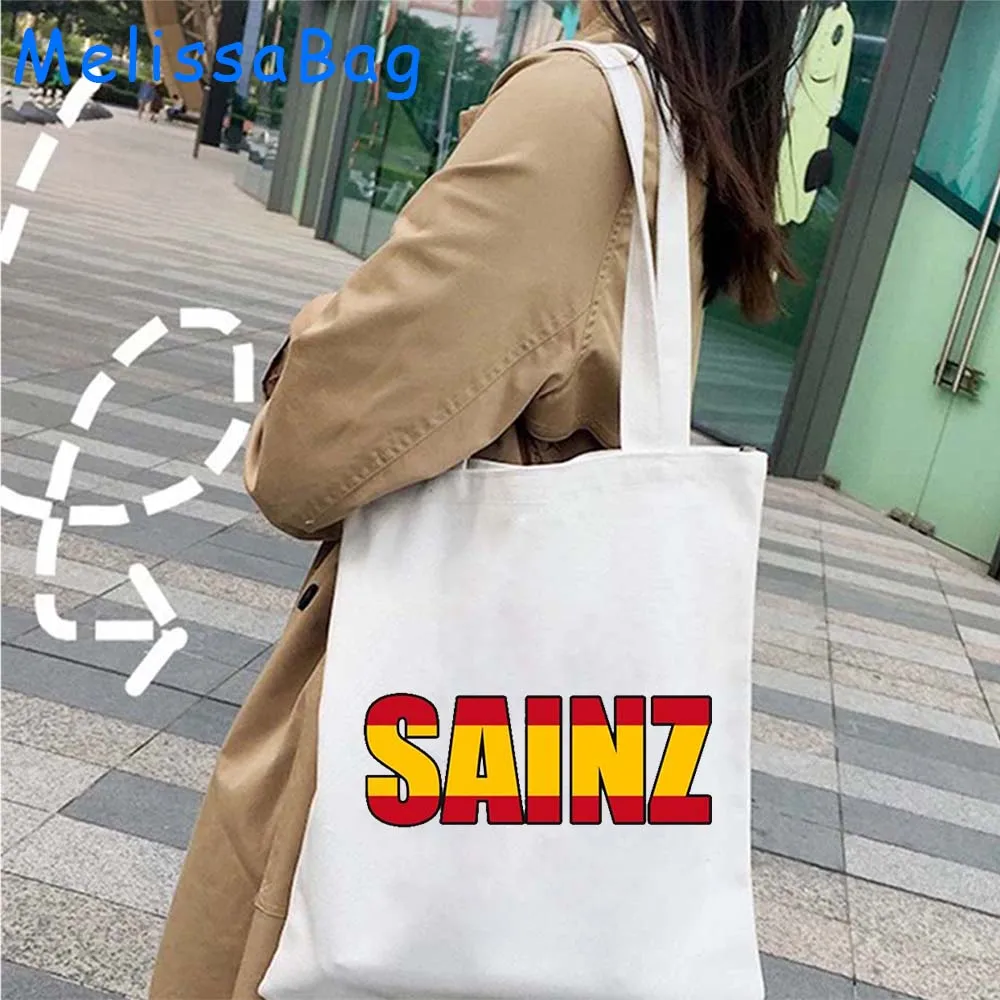 Racing F1 Formula One Daniel Ricciardo Lando Norris Carlos Sainz Racer Gifts Canvas Shoulder Totes Bag Harajuku Shopper Handbags