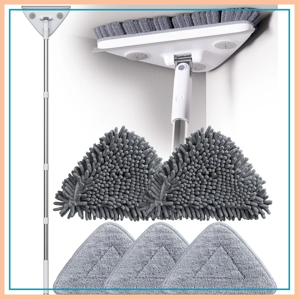 

Wall Cleaner Mop with Long Handle, 3-in-1 Wall Duster with Extension Pole, 5 Reusable Pads