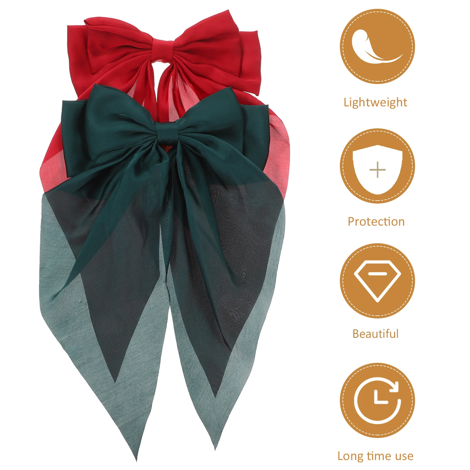 

2pcs Large Bows Barrettes Big Butterfly Hair Clips For Women Teen Ponytail Holders Vibrant Color Playful Elegant Daily