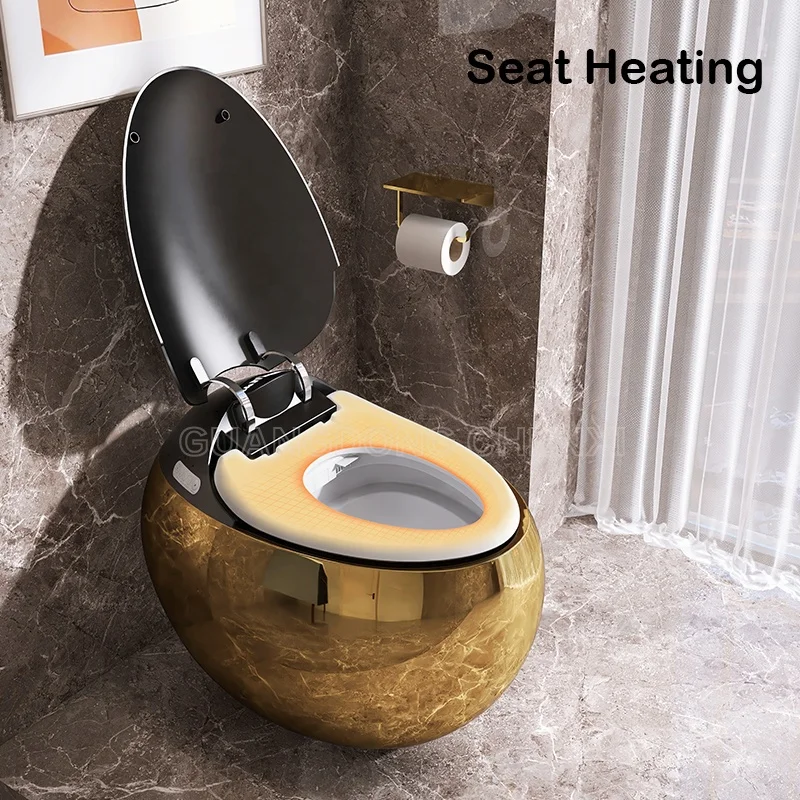 

Round Toilet Bowl Black Plated Automatic Circular Toilet 2024 new arrival Dark Egg Series Bathroom Smart Hygienic