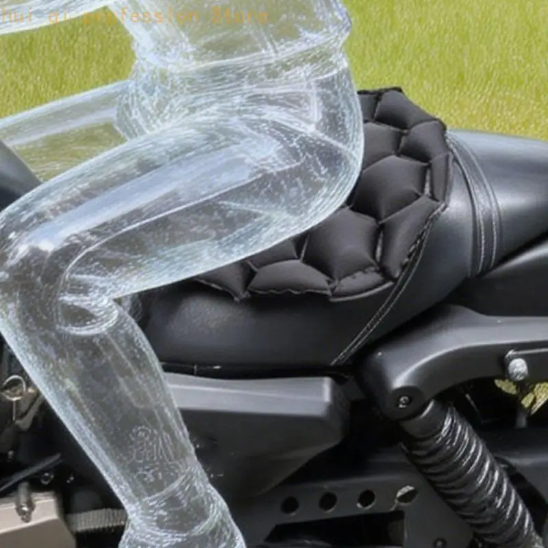 Aufblasbare Motorrad-Sitzauflage, schwarzes Sitzpolster für tägliche Straßen, längere Reisen, Sitzentlastung und ein weicheres – Detail 3