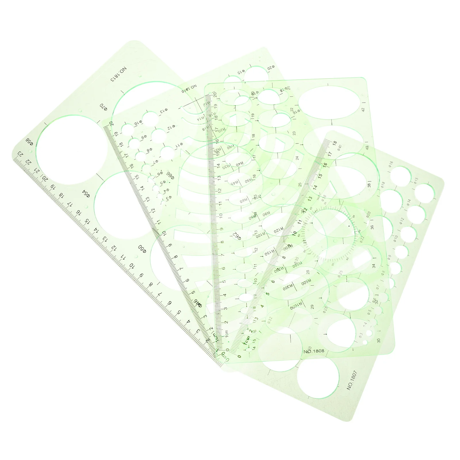 

4Pcs Drawing Ruler Set Multi-Functional Plastic Templates for Art Design Architecture Engineering School Office Supplies