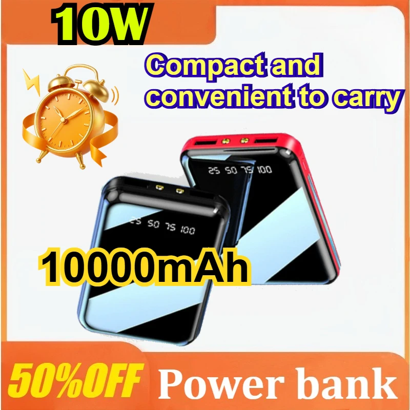 

Mini Power Bank 10000mAh Portable Charger Mirror Screen LED Digital Powerbank External Battery for Xiaomi for iPhone