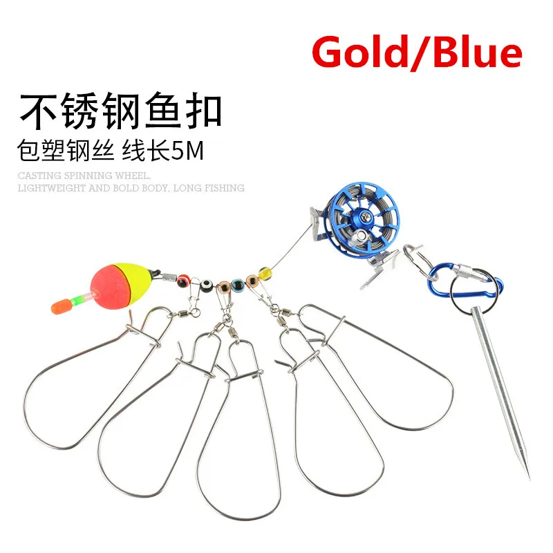 Stainless steel Fish Buckle Soft Wire Lock Device with Small Reels Lightweight Fishing equipment