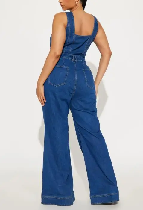Women's Jumpsuit Fashion Casual Sexy Shoulder Strap Denim Jumpsuit Flared Pants Street Fashion Retro Casual Elegant Jumpsuit