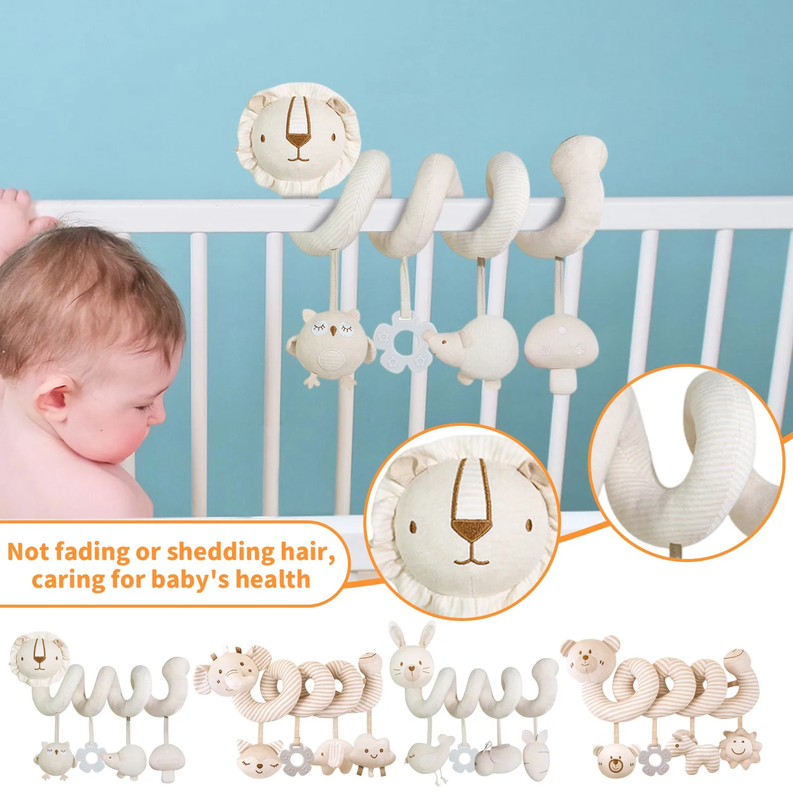 Sonajeros desmontables, soporte para cuna, juguetes colgantes, cama de algodón orgánico, juguete envuelto, colgador para cochecito, juguete sensorial móvil de dibujos animados, regalo