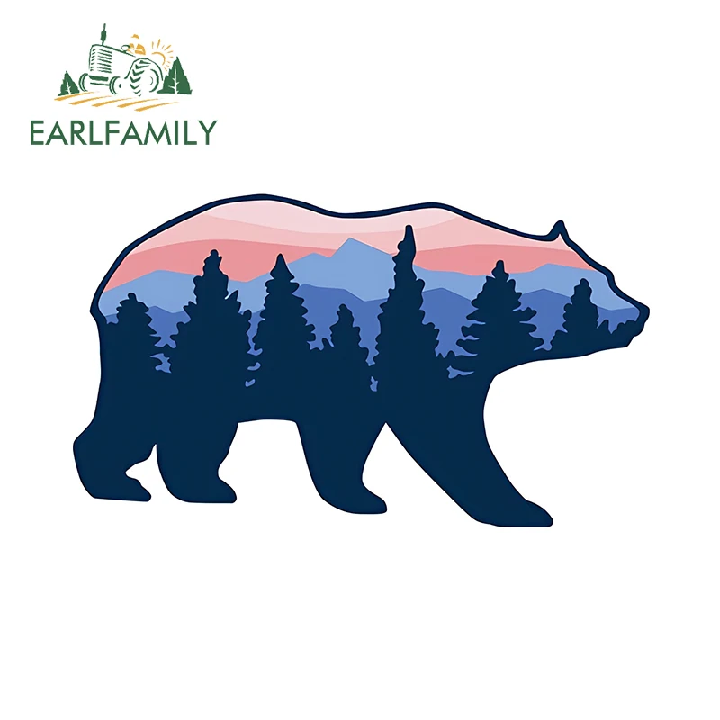 EARLFAMILY 13cm X 10.8cm for Camping Wild Bear Car Stickers Fashionable Creative Decals Sunscreen Laptop Caravan Decor Car Goods