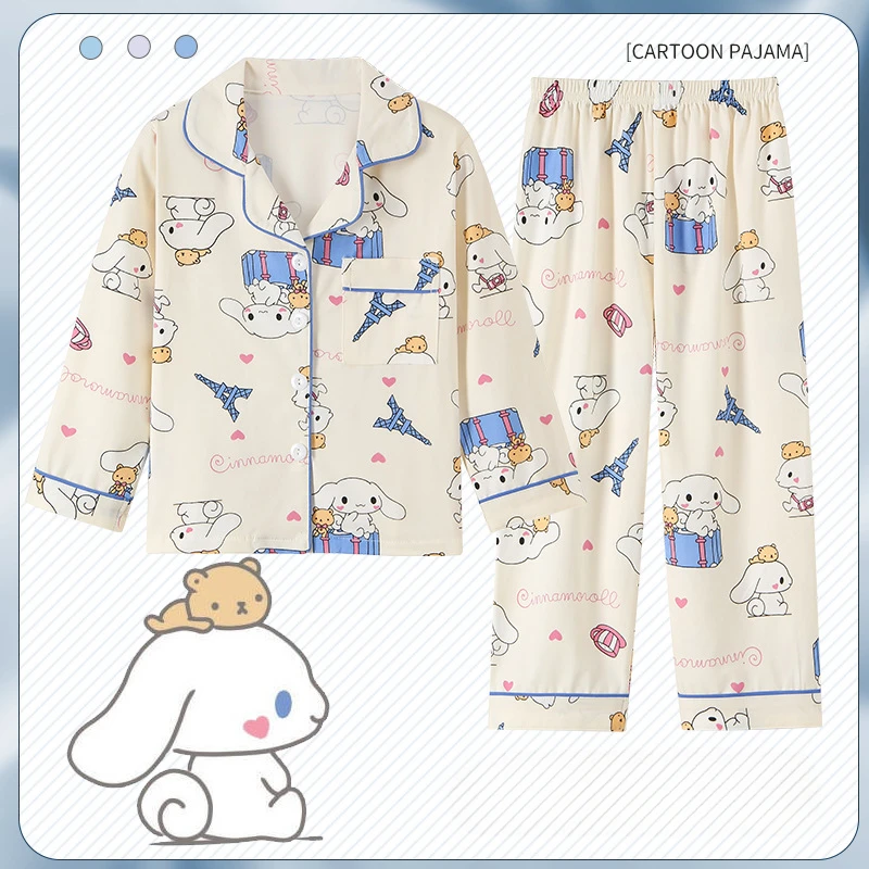 Disney Cartoon Children Pajama Sets Cardigan Comfortable Soft Breathable Night Clothes Boys Girls Suitable Housewear Autumn