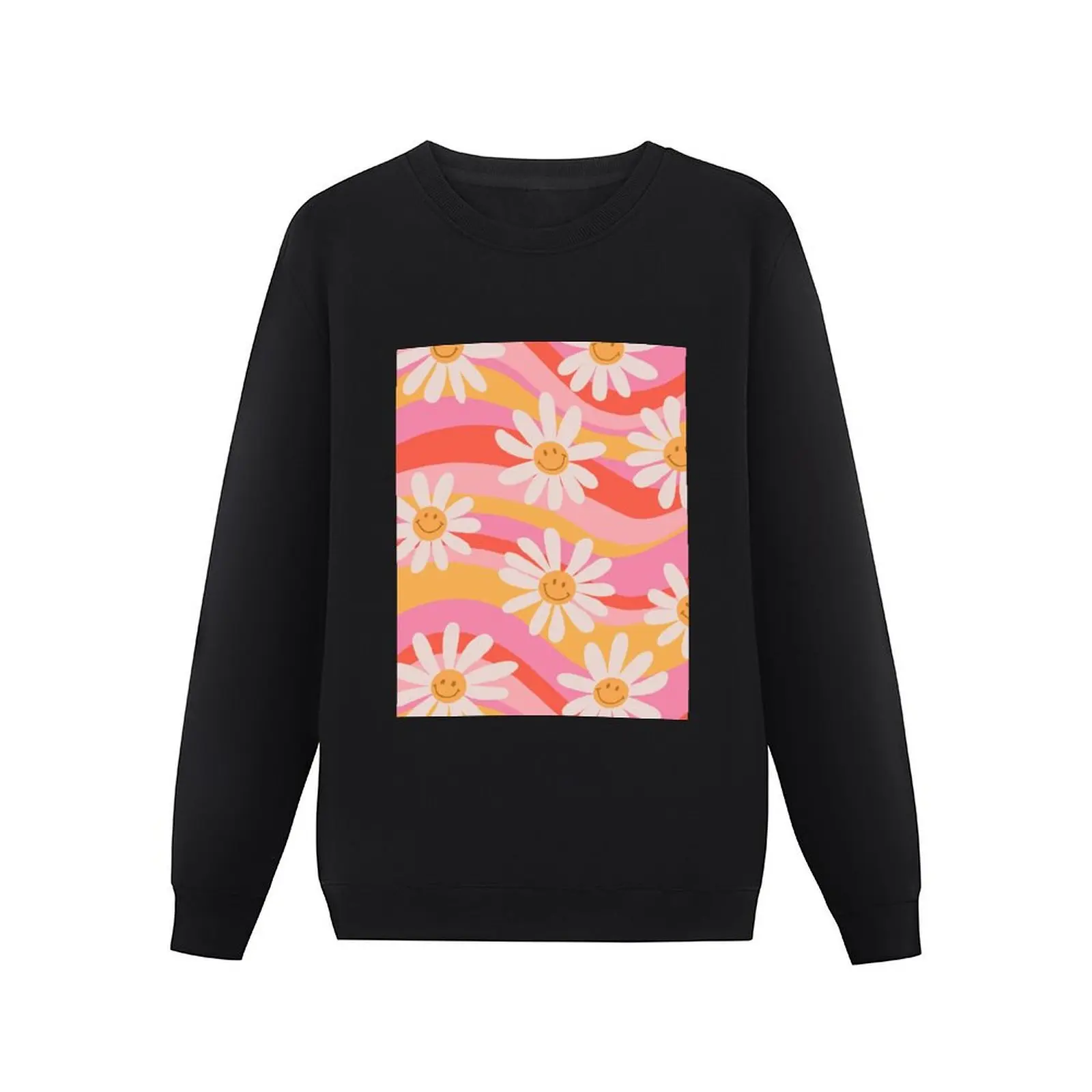 Wavy Daisies Pullover Hoodie korean clothes mens clothing sweatshirt