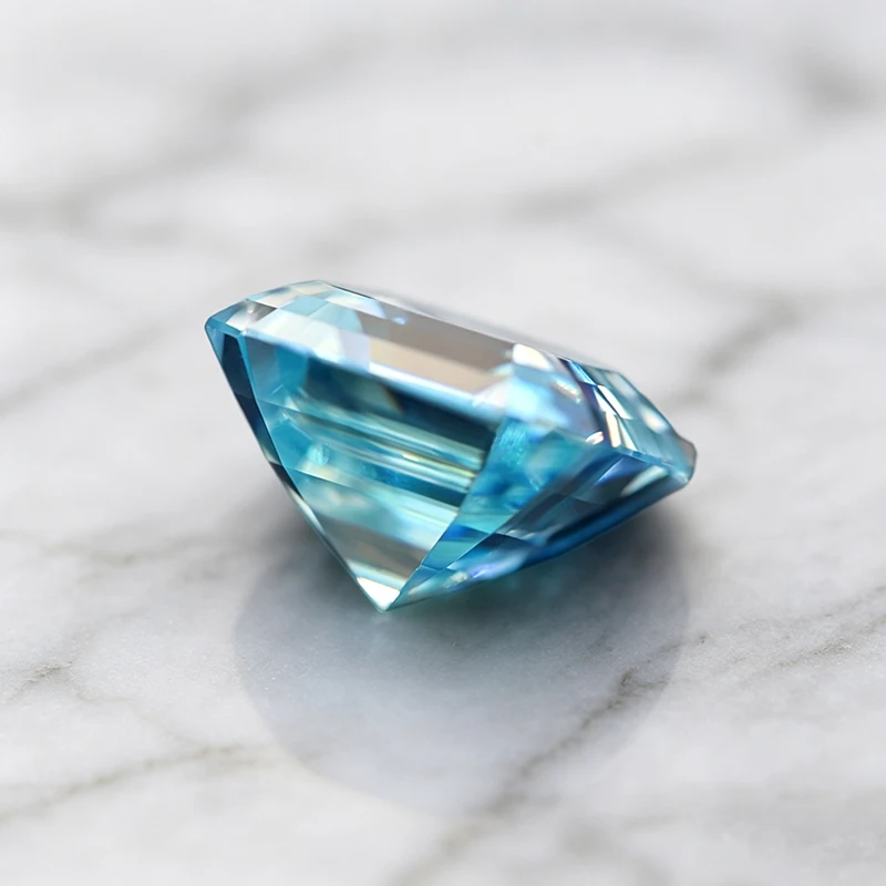 Moissanit-Stein im Asscher-Schliff, Eisblau, Edelstein für DIY-Ringe, Halsketten, Ohrringe, besteht den Diamanttest mit Zertifikat. – Detail 4
