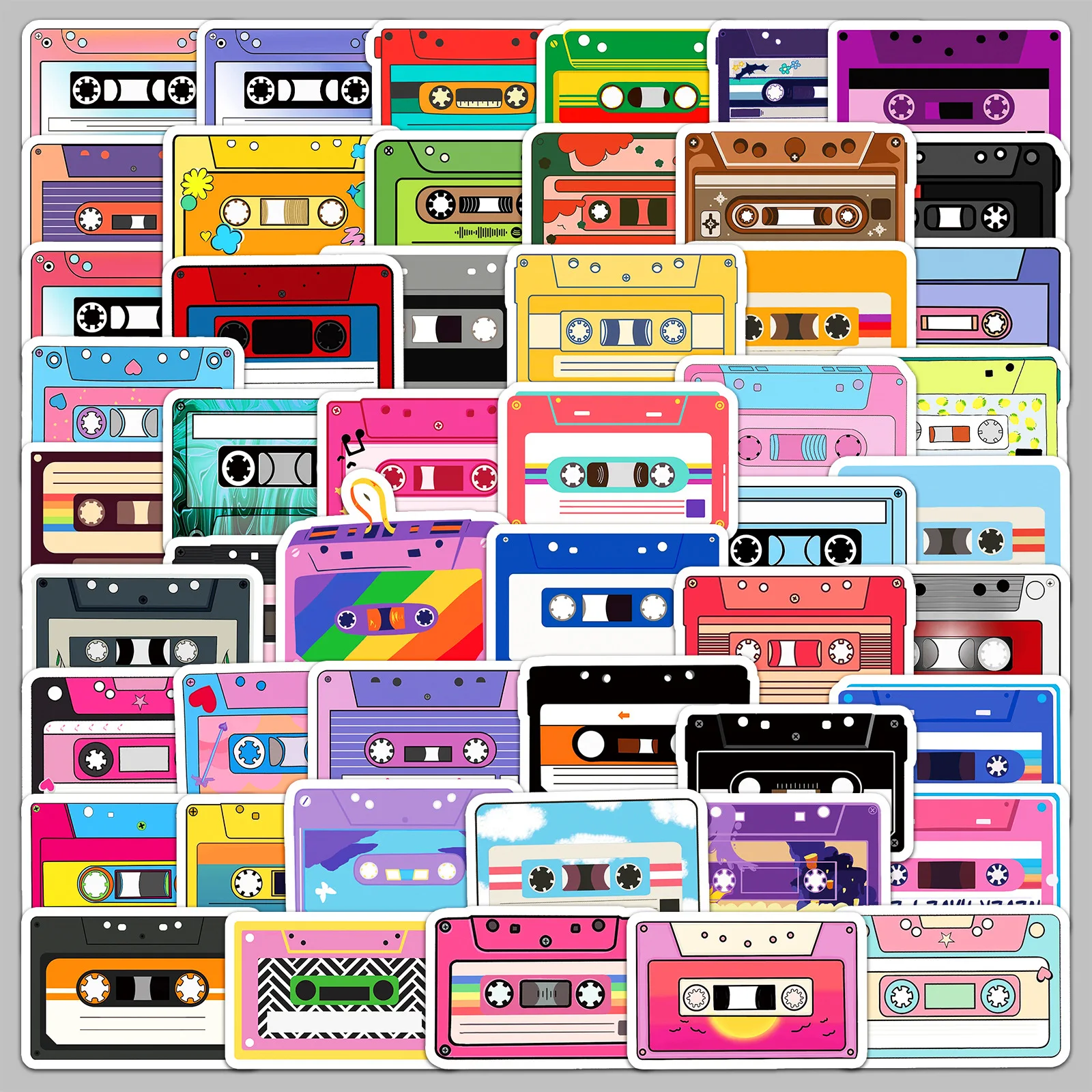 50Pcs Recording Tape Video Series Graffiti Stickers For Mobile Phone Shell Skateboard Decorative Stickers DIY Toy Sticker Pack