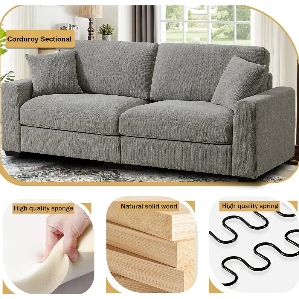 أريكة سحابة مقاس 92 بوصة أريكة بمقعدين كبير الحجم مع أريكة مقطعية من الشنيل الرمادي العثماني 2-3 مقاعد للمساحات الصغيرة المريحة #5