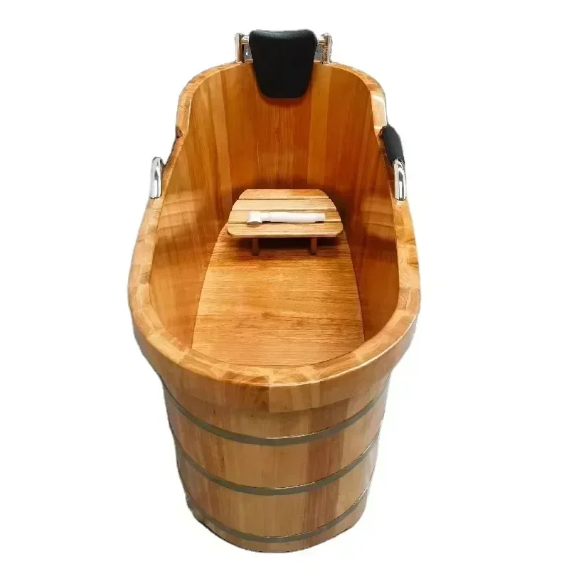 Wholesale Wooden Ice Bath Spa Tub Cold Plunge Soaking Bath Tub With Cover For 1-2 person