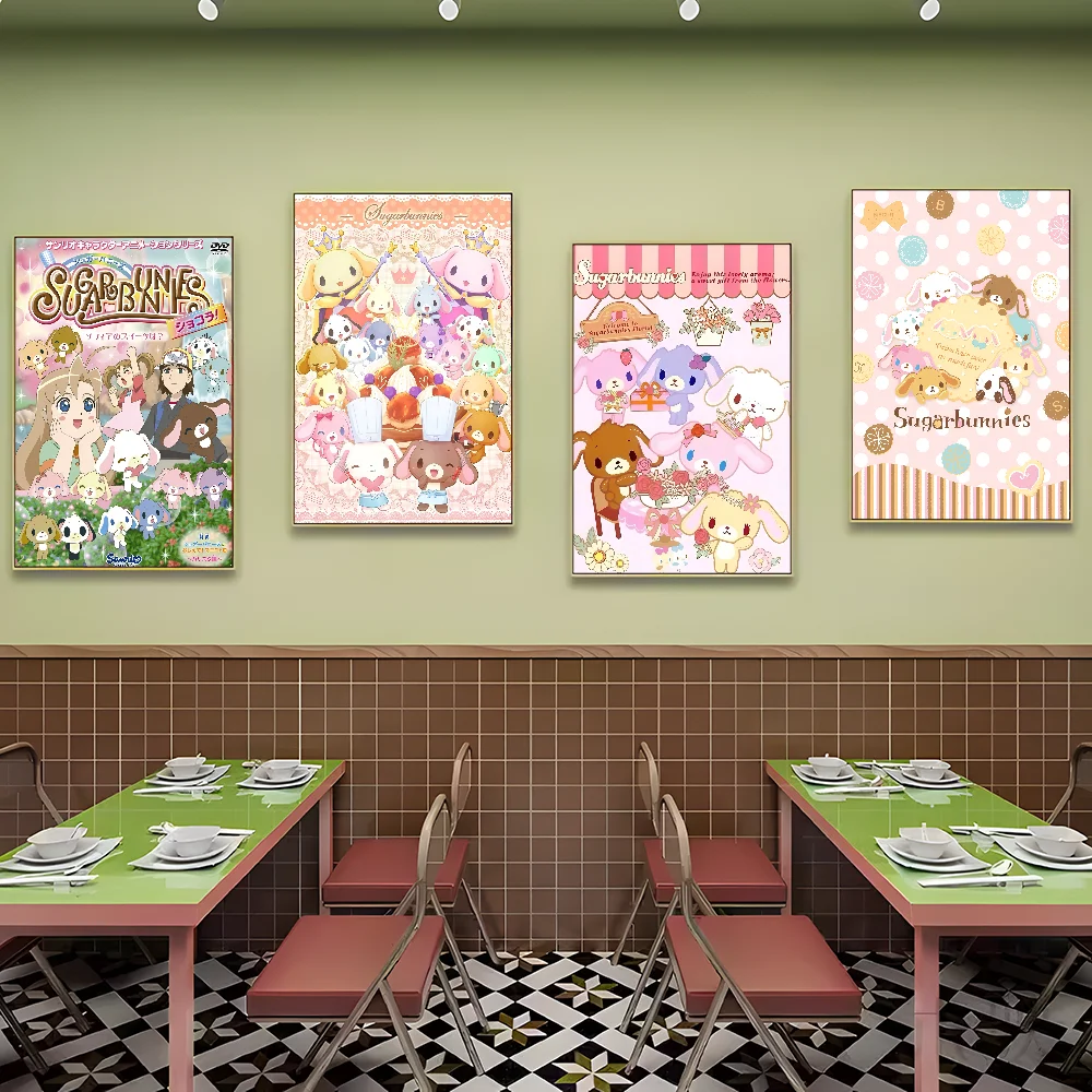 S_sugarbunnies Anime Kawaii Movie Sticky Posters Vintage Room Home Bar Cafe Decor Vintage Decorative Painting