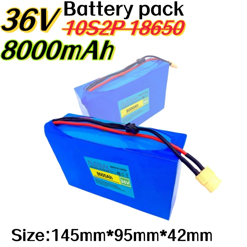 36V 8000mAh 10S2P Lithium Ion Battery Pack for 500W Electric Scooter, High Capacity Removable Rechargeable Battery with BMS.