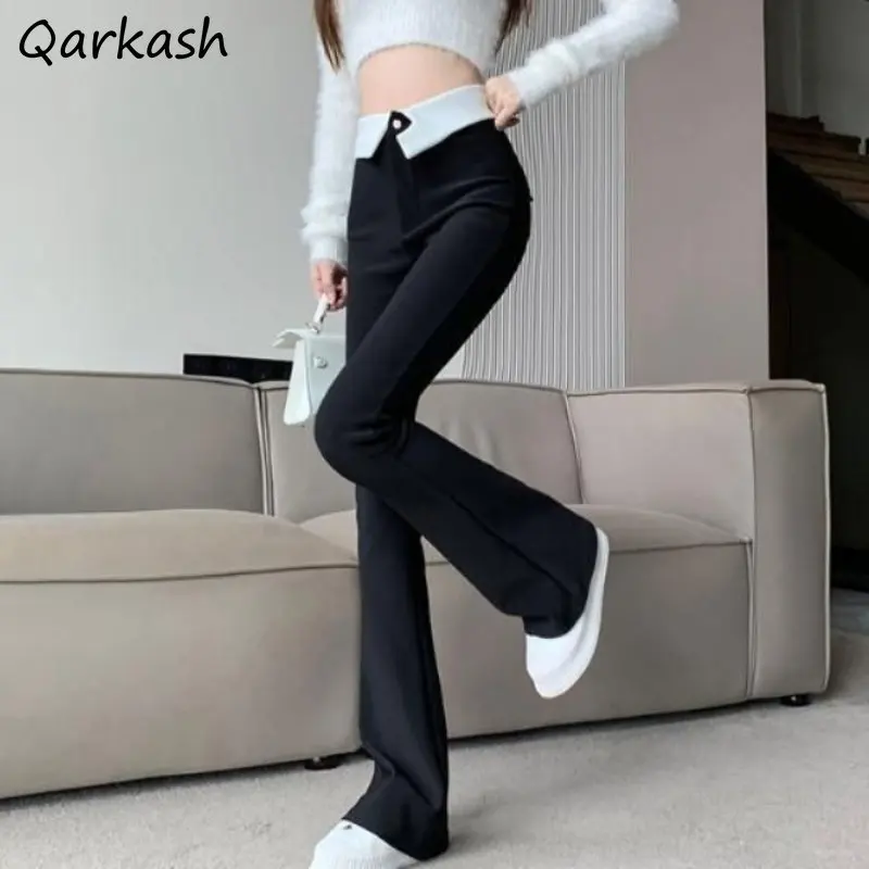 

Flare Pants Women Autumn Winter Vintage Casual Korean Style Fashion Chic Student Elasticity Streetwear Female Ulzzang All-match