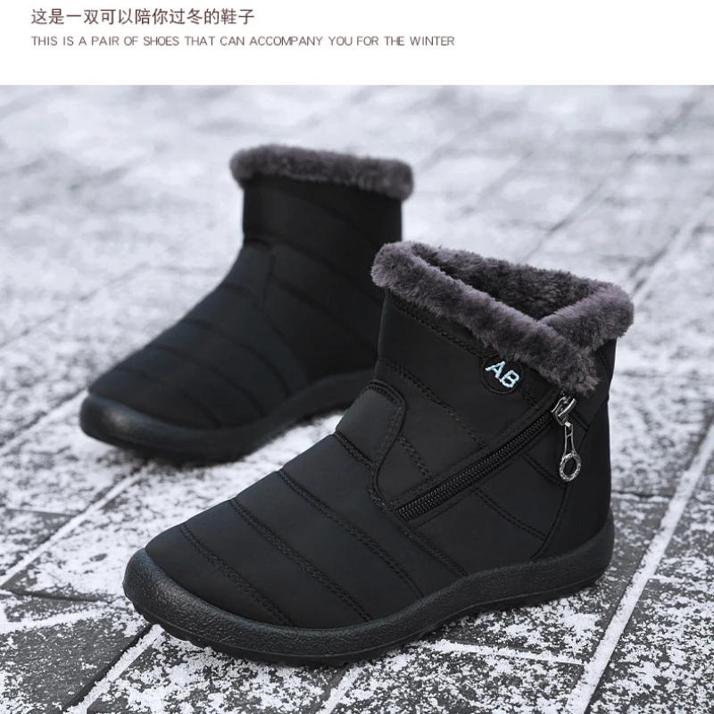 Same style wool lined snow boots for men and women, winter warm, waterproof, anti slip ankle boots, warm outdoor short boots