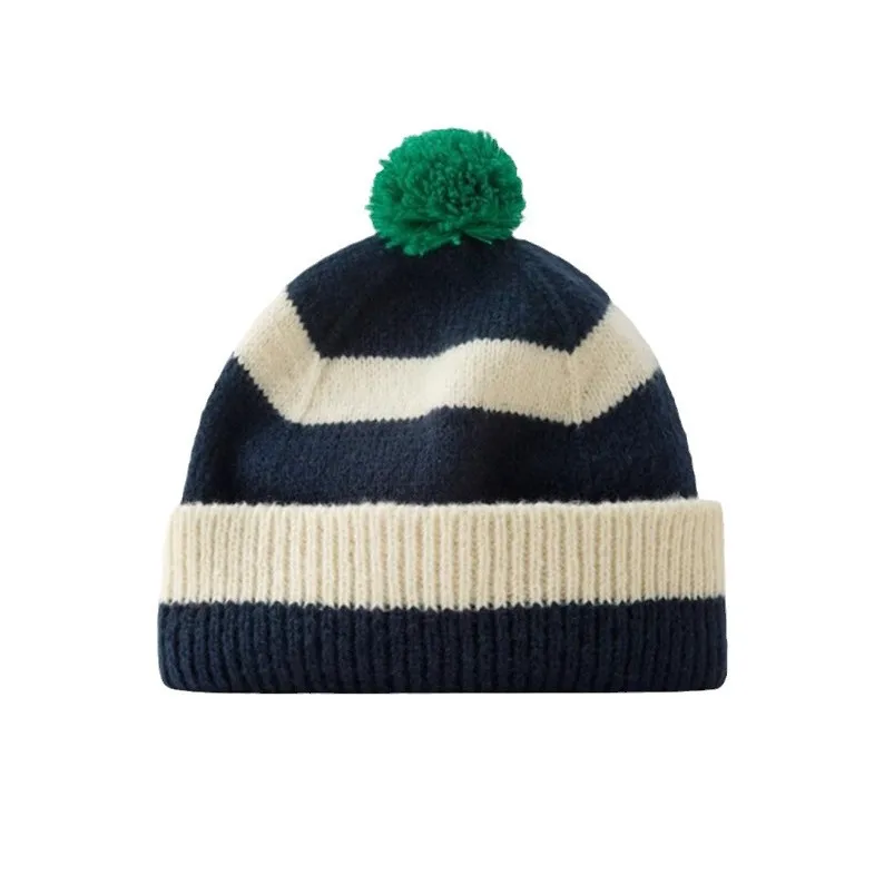 Advanced Striped Contrasting Knitted Hat For Women In Autumn And Winter, Korean Style Trendy Couple Versatile Woolen Hat 5
