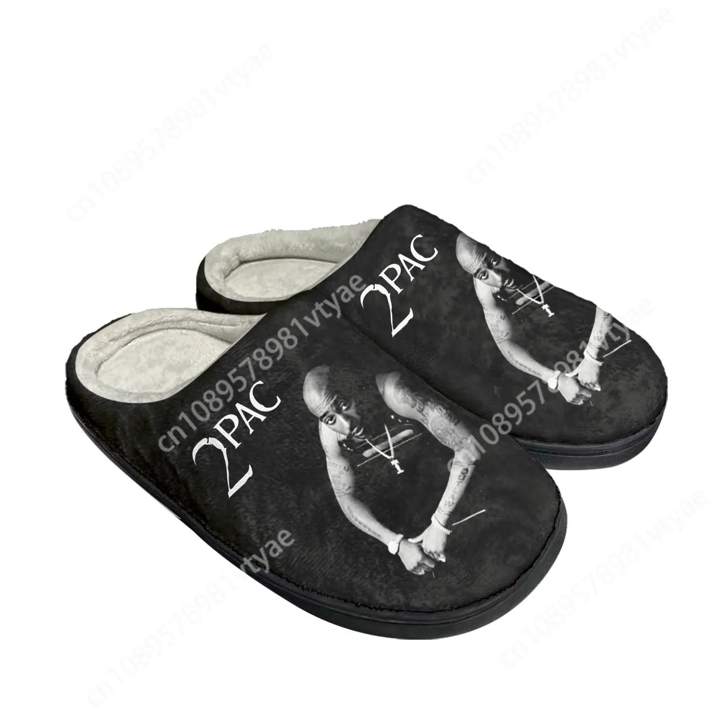 2Pac Hip Hop Rapper Tupac Home Cotton Custom Slippers Mens Womens Sandals Plush Bedroom Keep Warm Shoe Thermal Slipper Black