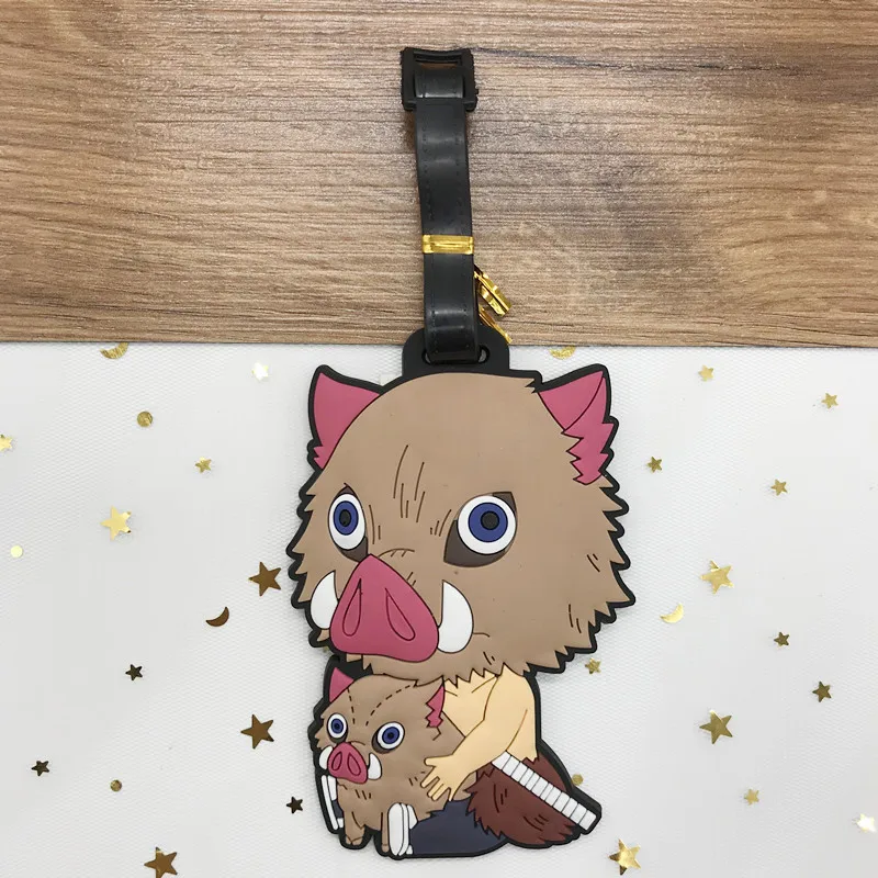 Anime Demon Slayer Luggage Tag Silica Gel Suitcase ID Addres Cartoon Holder Baggage Boarding Tag Portable Label Kids Xmas Gift