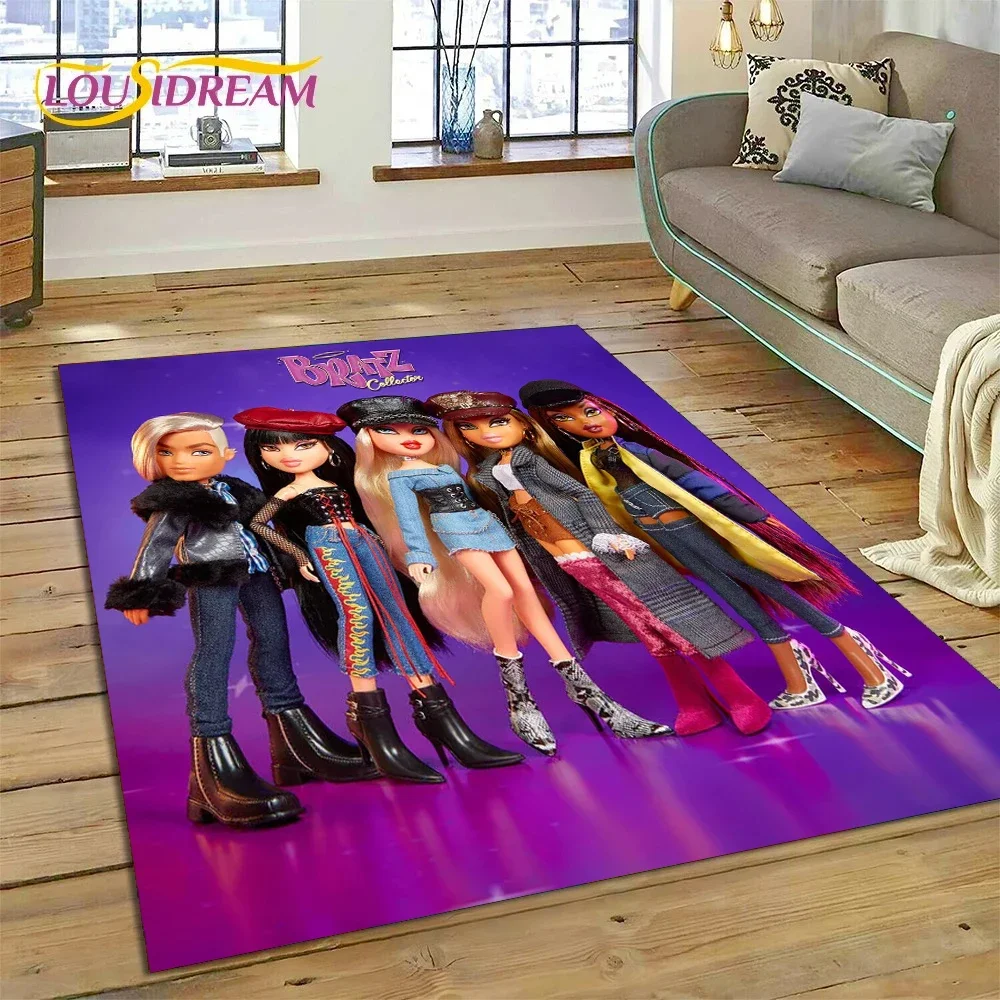 HD Cartoon Bratz Doll Cute Girls 3D Carpet Rug for Bedroom Living Room Home Sofa Decoration,Children Game Large Decor Floor Mat