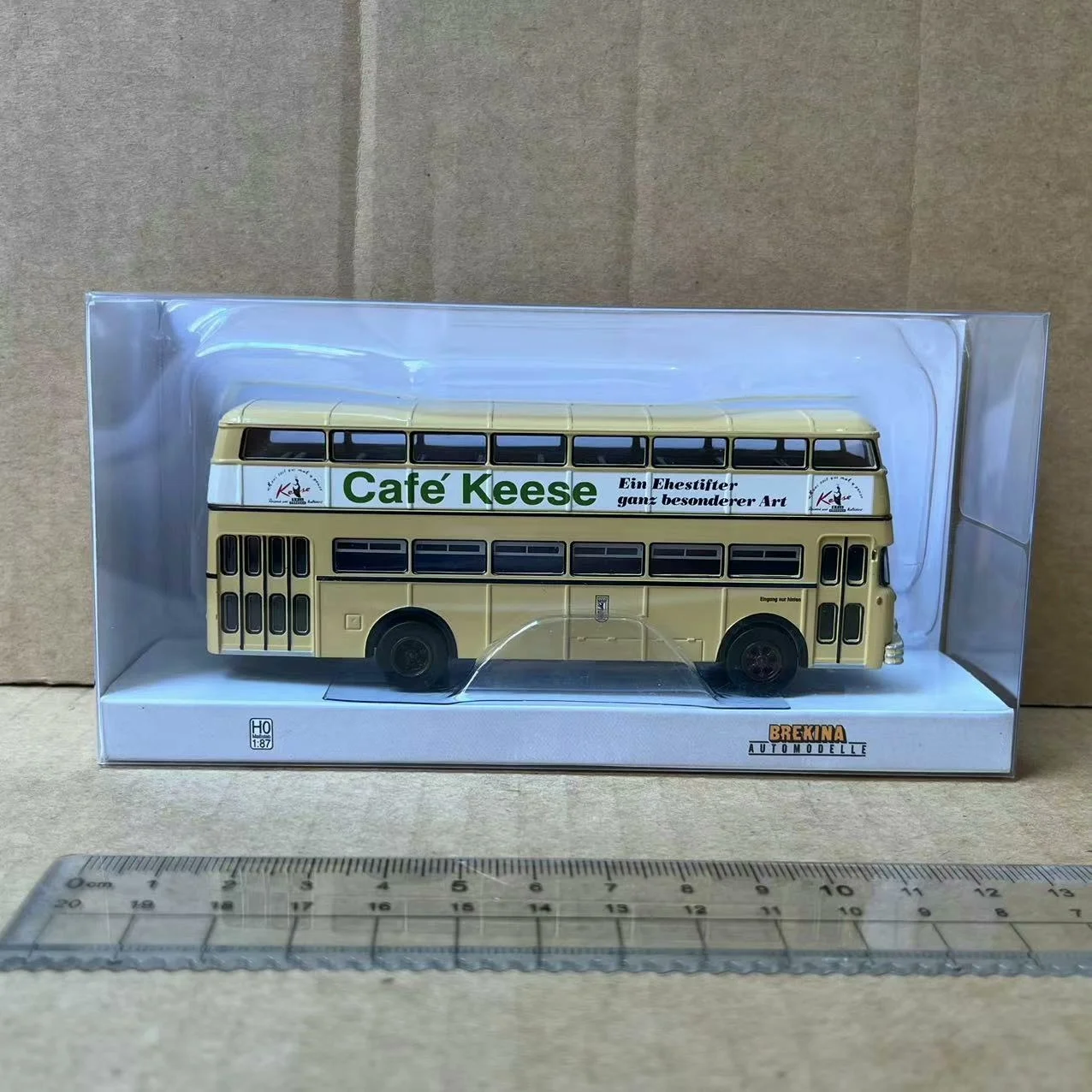 1:87 scala HO D2U BUS autobus a due piani modello di auto in plastica giocattolo plastica ornamento da collezione Souvenir giocattoli auto