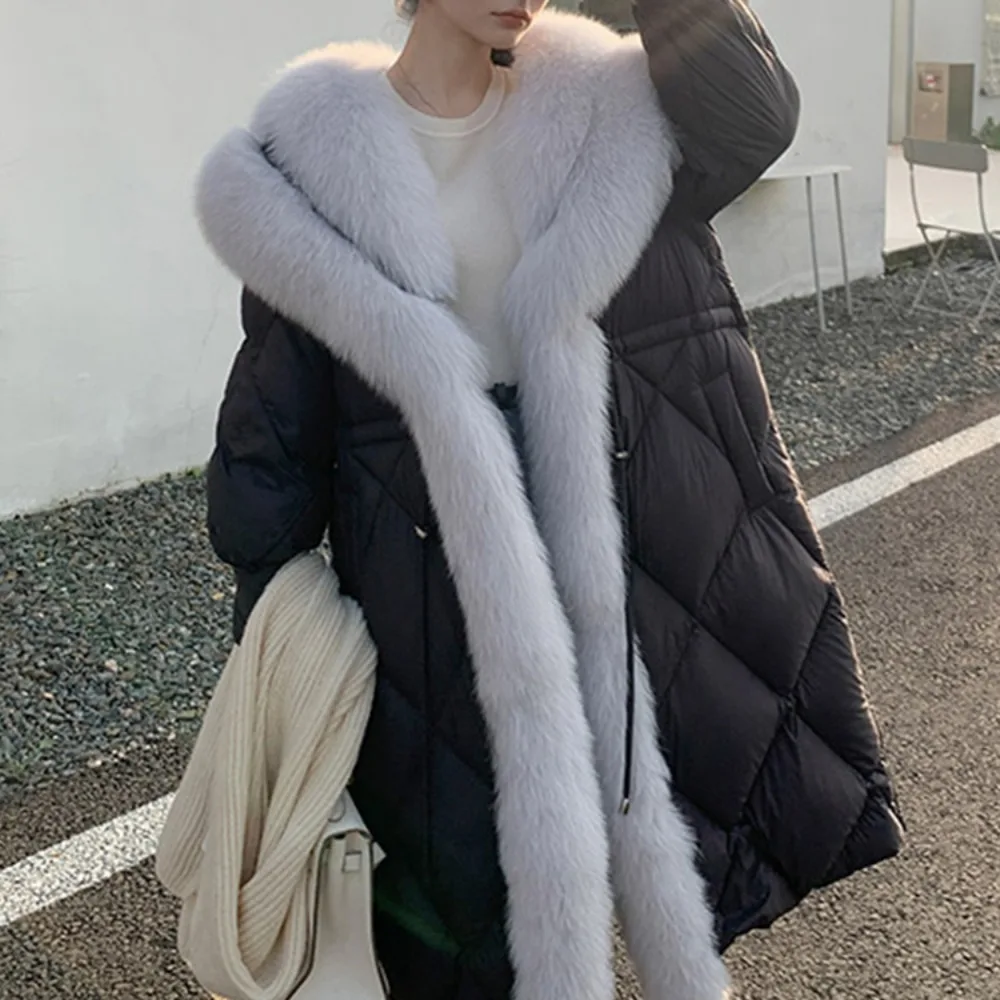 OFTBUY Long Goose Down Coat Women Warm 2024 New Winter Natural Real Fox Fur Collar Thick Fur Jacket Female Outwear Puffer Jacket