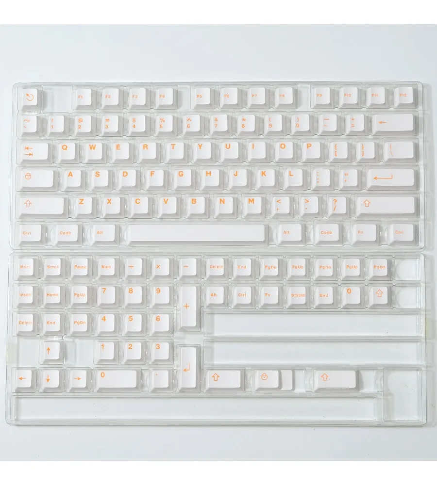 Keycap personalized two-color original height 121-key ABS plain white series white orange keycap