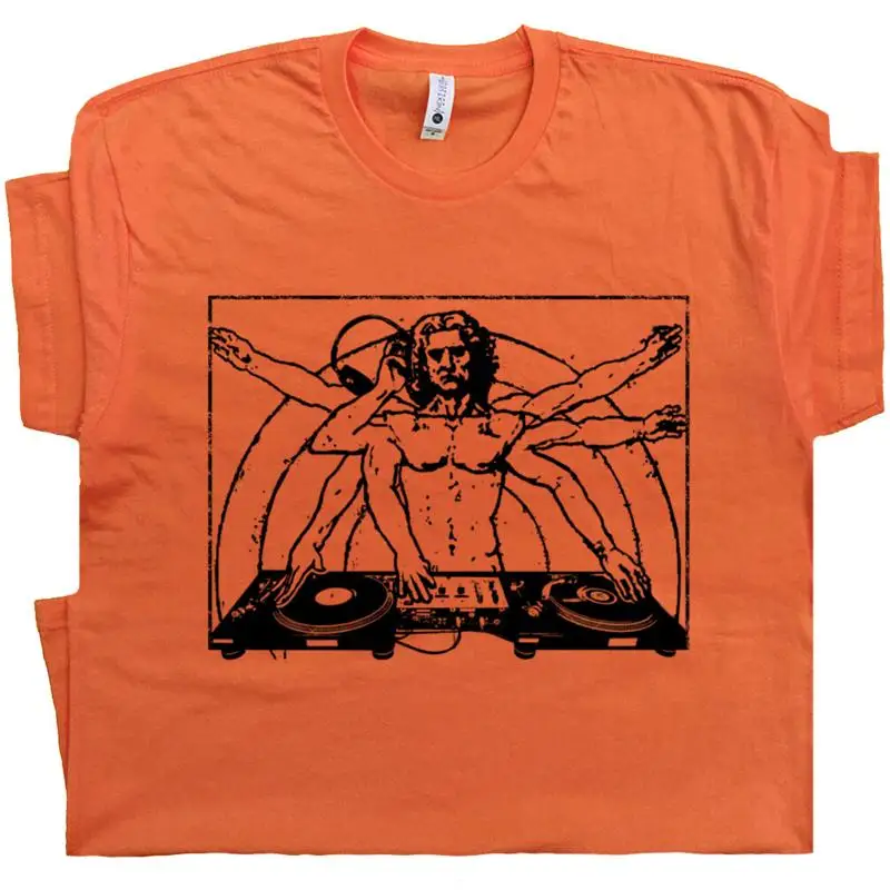 Dj T Shirt Davinci Technics Turntables Headphones Record Player 80S
