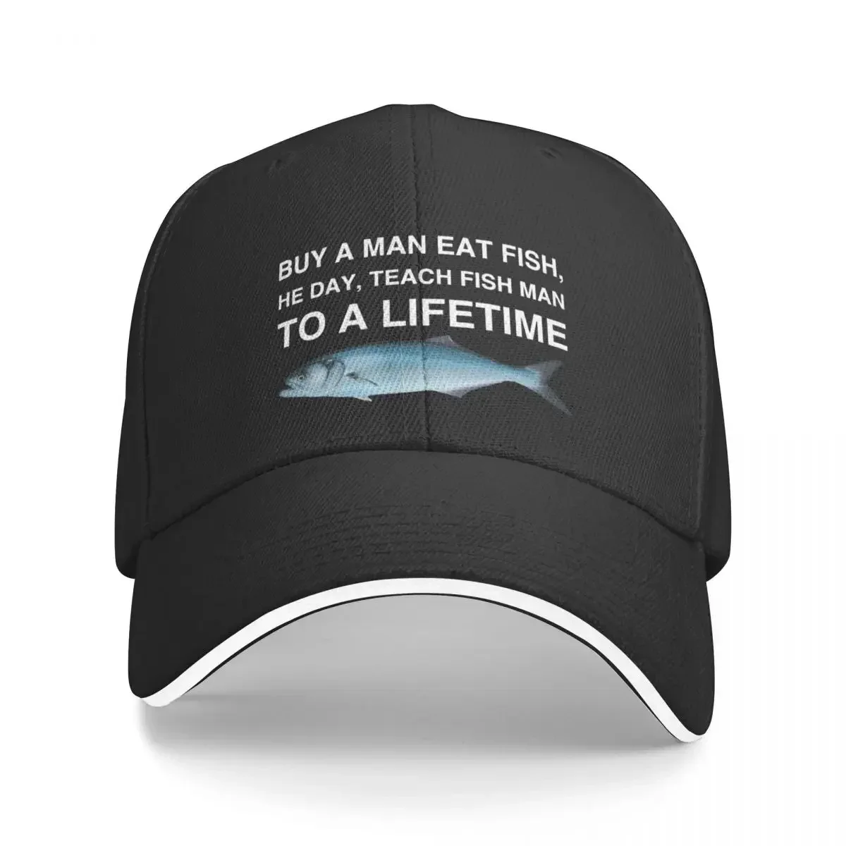 

Buy a Man Eat Fish, He Day, Teach Fish Man, To A Lifetime Baseball Cap Hat Baseball Cap Trucker Cap Luxury Brand Man Women's