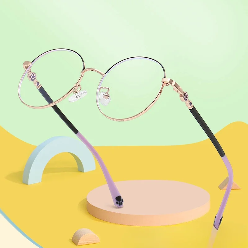 إطار نظارة ذو ملمس معدني مضاد للضوء الأزرق ومضاد للإشعاع نظارات كمبيوتر لطيفة على شكل مخلب قطة #4