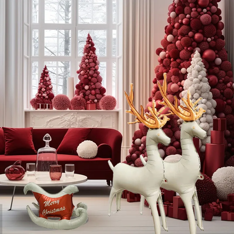 1 stücke Frosty Weihnachten Schlitten Rentier Ballon Weihnachten Shop Fenster Display Ballon Matte Weihnachten Feier Ballon