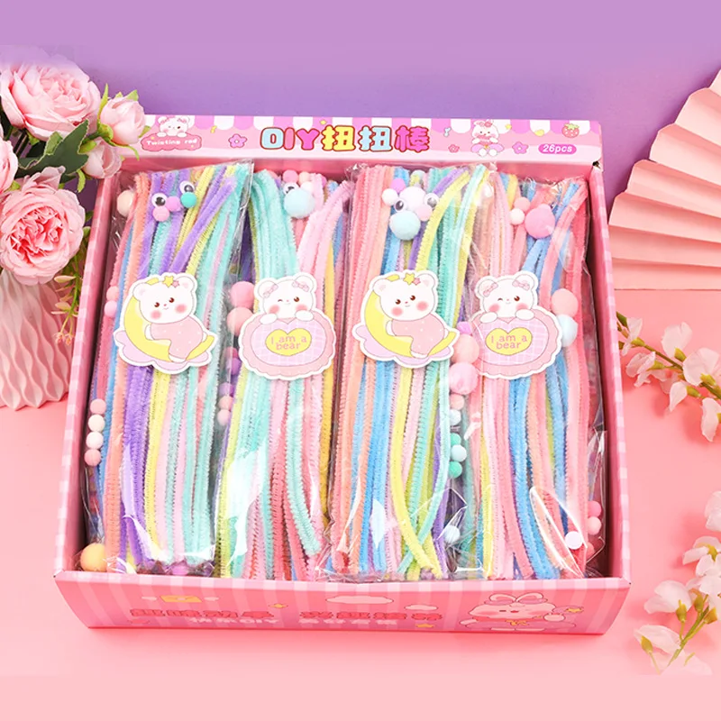 Macaron Twist Sticks Plush Rods Extra Dense DIY Material Sticks Handmade Bouquet Making Furry Bars Craft Supplies Home Garden