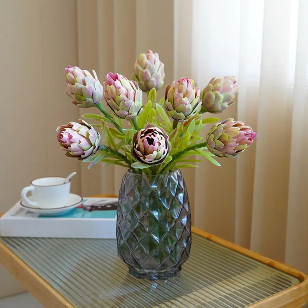 Alcachofas artificiales decorativas, alcachofas artificiales realistas, centro de mesa Protea Cynaroides para decoración del banquete de boda en casa