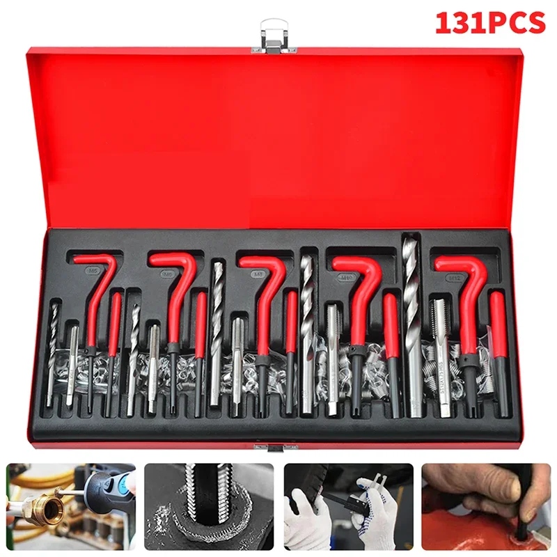 

Customizable Kit herramientas reparación roscas, herramienta manual M5/M6/M8/M10/M12 para restaurar hilo dañado, llave