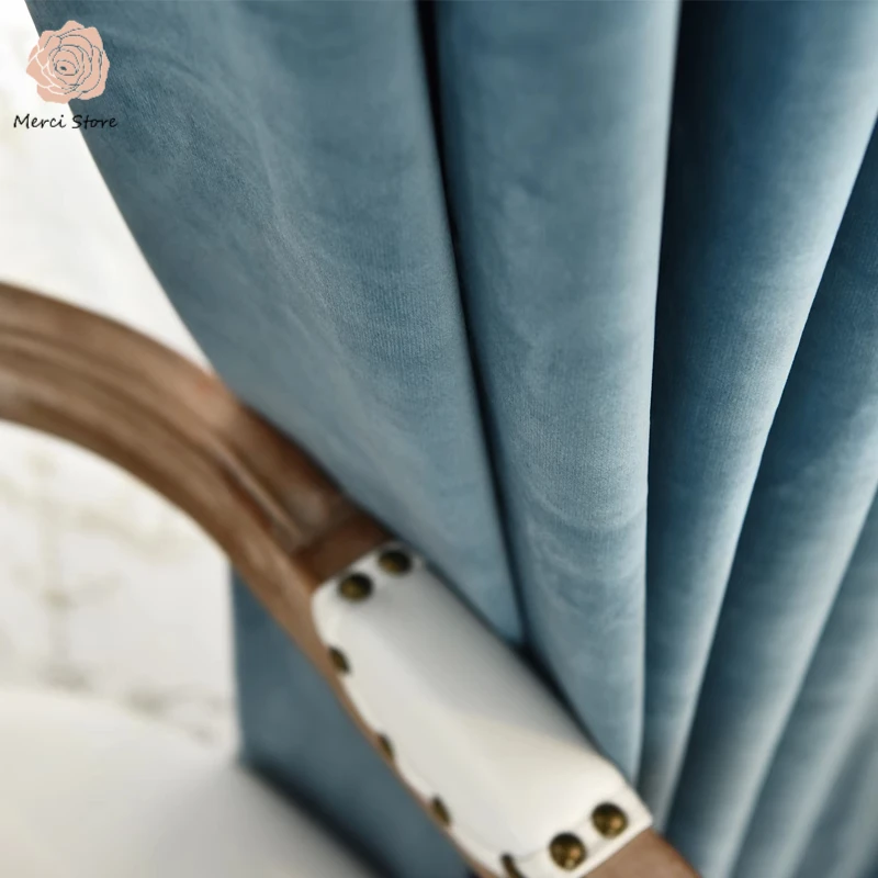 High Quality Custom Vintage Solid Color Velvet Blackout Curtains for Living Room Bedroom Villa Drapes for Elegant Home Decor