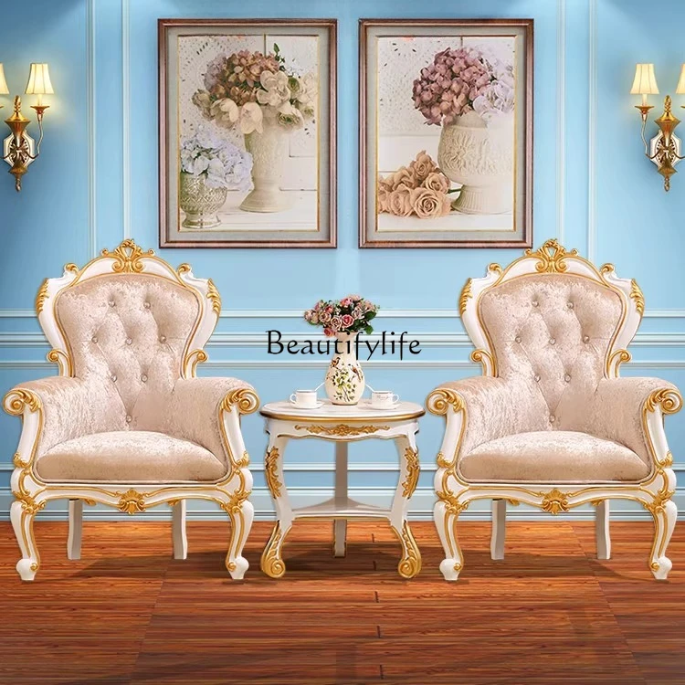 

European leather tiger chair, neoclassical single sofa chair