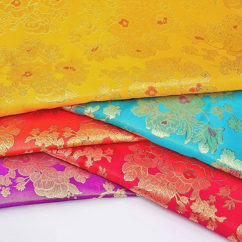 

Chinese hotel festive red lantern lampshade gold and silver wire jacquard brocade red background gold silk brocade jacquard