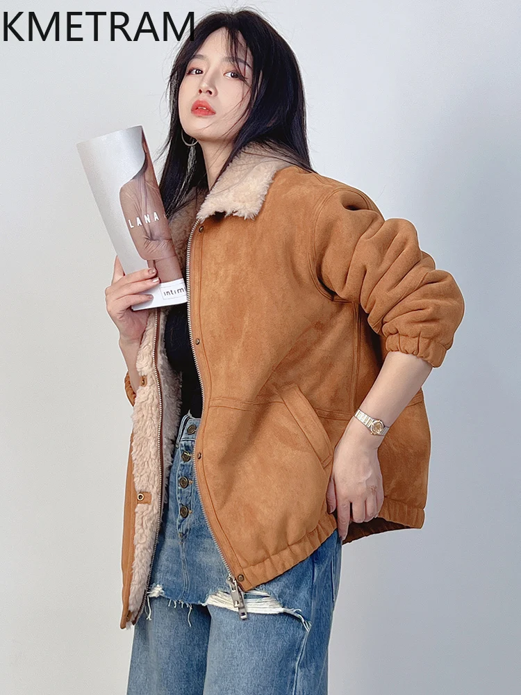 KMETRAM 100% Wool Coats for Woman High Quality Sheep Shearing Jacket Winter Clothes 2025 New in Jackets abrigos invierno mujer