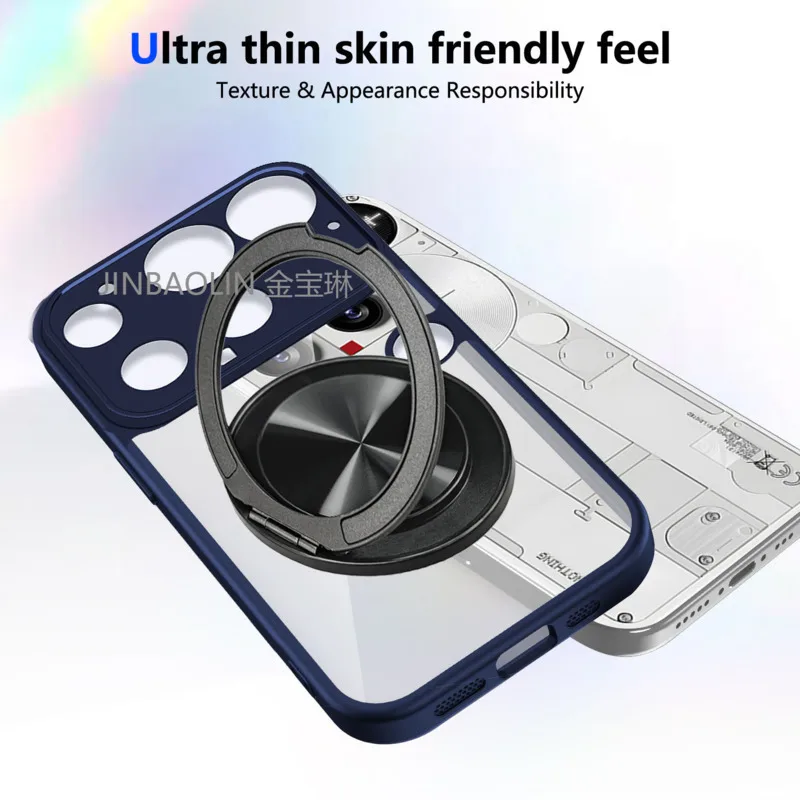 

rotate ring holder Magnetic Case For nothing phone 3 Transparent MagSafe Back Cover Shockproof Protection Shell