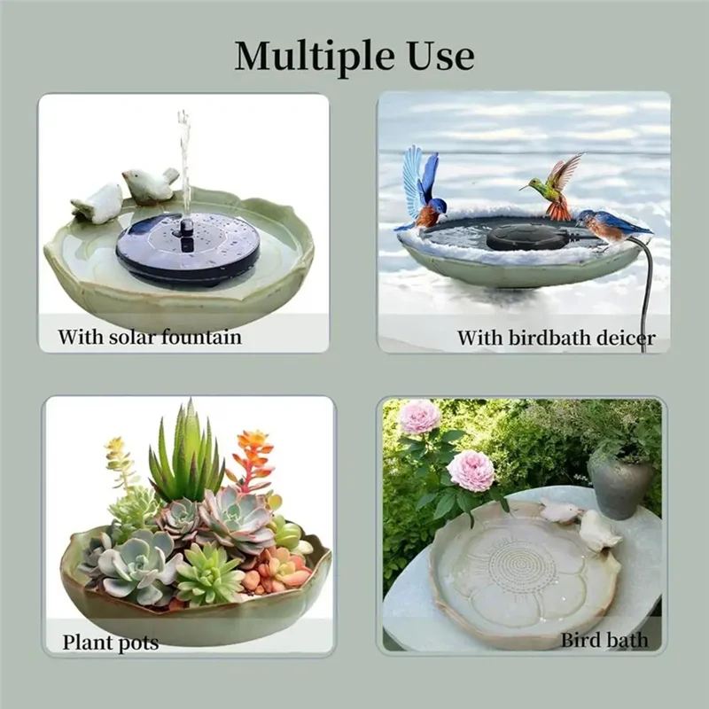 

PORK- Bird Bath Bowl Multifunctional Parrot Feeder 10 Inch Hummingbird Watering Container For Garden Deck Decorative