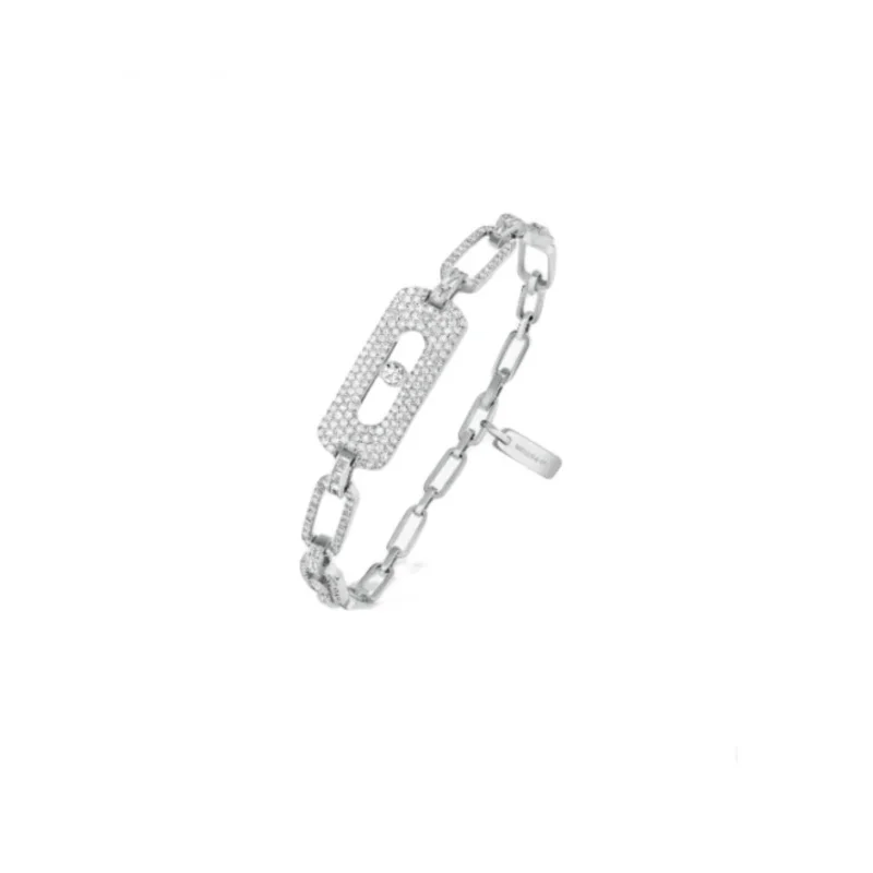 S925 Sterling silver set with explosive personality sliding Single diamond pull bracelet