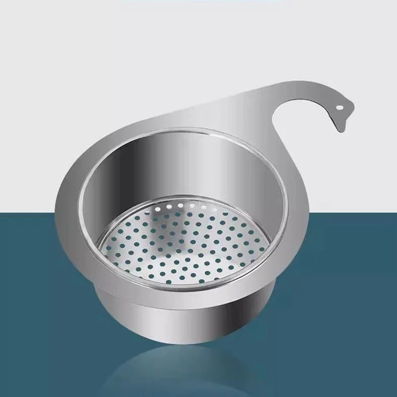 Stainless Steel Swan Sink Strainer Basket Removable Goosehead Storage Drainage Basket Goosehead Hanging Wet & Dry Drainage Racks